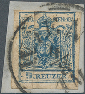 15309 Österreich: 1850, 9 Kr. Blau Zwei Teilmarken Als BETRÜGERISCHE Frankatur Zum Schaden Der Post Leicht - Ungebraucht