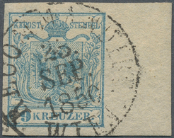 15312 Österreich: 1850, 9 Kr. Hellblau HP Type I Vom Rechten Rand (12 Mm) Mit Klaren Vollstempel 'RECOMMAN - Ungebraucht