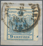 15325 Österreich: 1850, 9 Kr. Blau MP Type III Mit Rechts Anhängendem Andreaskreuzansatz (1 Mm) Auf Briefs - Ungebraucht