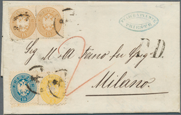 15346 Österreich: 1863/1864, 2 X 15 Kr Braun, Eng Gezähnt, Zusammen Mit 2 Kr Gelb Und 10 Kr Blau, Je Weit - Ungebraucht