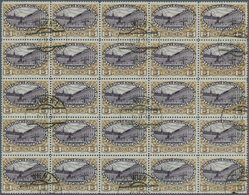 15374 Österreich: 1908, Freimarken-Ausgabe 5 Kr. Im 25er-Block Mit Klarem Zentrums-Stempel "WIEN 1b - 16.9 - Ungebraucht