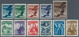 15393 Österreich: 1925/1930, Flugpostmarken 2g.-10 S., Dazu 1933, Wohlfahrt, Katholikentag 12(g.)-64 (g.), - Neufs