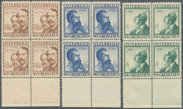 15417B Österreich: 1934, Serie "Wohlfahrtspflege", Postfrische Luxus-4er-Blocks Mit Unterrand, (A.N.K. 750. - Neufs