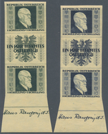 15431C Österreich: 1946, Wohlfahrt Ausgabe Dr. Renner, 5 Shilling Luxus-Streifen Mit Wappen Und Eindruck "B - Neufs