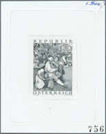15452 Österreich: 1971. Probedruck In Schwarz Für Marke "Bauerntanz" Aus Dem Gemälde-Satz, Bezeichnet Vs. - Neufs