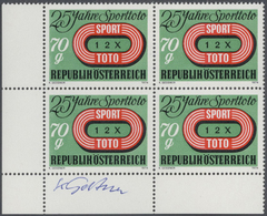 15476 Österreich: 1974. Lot Mit Einem Von "K. Gessner" Signierten ER-4-Block Der Marke "25 Jahre Sporttoto - Ungebraucht