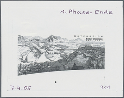 15532 Österreich: 2005. Set Von 2 Probedrucken In Schwarz Für Blockausgabe "Sattler-Panorama" (linke Seite - Ungebraucht