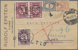 15584 Österreich - Portomarken: 1925 (18.4.), Unfrankierte Firmenvordruck-Postkarte 'Rudolf Epstein/Fiume' - Segnatasse