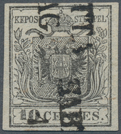 15602 Österreich - Lombardei Und Venetien: 1850, 10 Cmi. Grau HP Type Ia (Erstdruck) SEIDENPAPIER 0,06 Mm - Lombardo-Veneto