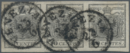 15603 Österreich - Lombardei Und Venetien: 1850, 10 Cent. Schwarz HP Type Ib Im Allseits Voll- Bis Breitra - Lombardo-Vénétie