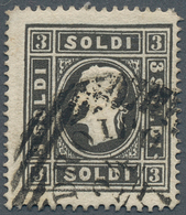 15606 Österreich - Lombardei Und Venetien: 1858, 3 Soldi Schwarz Type I Auf Starkem KARTONPAPIER (0,14 Mm) - Lombardo-Veneto