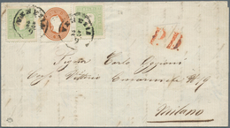 15609 Österreich - Lombardei Und Venetien: 1862/1863, 2 X 3 Soldi Grün (2.Ausgabe) Und 10 Soldi Rötlichbra - Lombardo-Vénétie