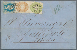 15627 Österreichische Post In Der Levante: 1864, Lombardei-Venetien 3 So. Grün Und 15 So. Dunkelbraun In M - Oriente Austriaco