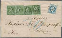 15636 Österreichische Post In Der Levante: 1868, 10 Kr. Blau Mit L2 "CANEA 20.MAR.(74)" Auf Kpl. Faltbrief - Oriente Austriaco