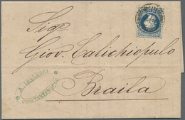 15638 Österreichische Post In Der Levante: 1875, 10 Soldi Blau Einzelfrankatur Auf Faltbrief Mit Schwarzem - Oriente Austriaco