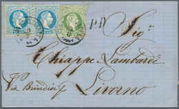 15639 Österreichische Post In Der Levante: 1867, 10 So. Blau Im Waagerechten Paar Und 3 So. Grün Je Mit DK - Levant Autrichien