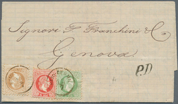 15641 Österreichische Post In Der Levante: 1867, 15 So. Braun, 5 So. Karminrot Und 3 So. Grün Je Mit EKr. - Levante-Marken