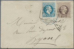 15645 Österreichische Post In Der Levante: 1867, 25 So. Dunkelviolett Und 10 So. Blau Mit Zartem Rahmenste - Levante-Marken