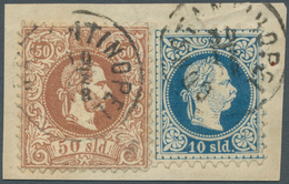 15646 Österreichische Post In Der Levante: 1867, 50 So. Braun Mit Zähnung L 10 1/2 Und 10 So. Blau, Feiner - Oriente Austriaco
