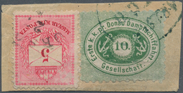 15657 Österreich - Donau-Dampfschifffahrtsgesellschaft: 1879, 10 Kr. Grün Type II Auf Briefstück Mit Zusät - Sonstige & Ohne Zuordnung