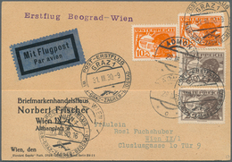 15675 Österreich - Flugpost: 1933, Erstflug WIEN-BELGRAD, 3 Erstflugbelege Von Drei Verschiedenen Teilstre - Sonstige & Ohne Zuordnung