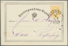 15681 Österreich - Ganzsachen: 1870/1872, Fünf Correspondenz-Karten 2 Kr. Gelb In Teils Unterschiedl. Type - Autres & Non Classés