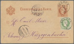 15682 Österreich - Ganzsachen: 1877/1883, Fünf Correspondenzkarten 2 Kr. Braun (4 X Deutsch, 1 X Slowen.) - Autres & Non Classés