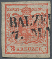 15706 Österreich - Stempel: BALZERS (Liechtenstein): 1850, 3 Kr. Rot HP Allseits Voll- Bis Breitrandig Mit - Maschinenstempel (EMA)