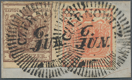 15708 Österreich - Stempel: CZERNOWITZ (Bukowina): 1850, 3 Kr. Rot Und 6 Kr. Braun Beide Dreiseitig Gut Ge - Maschinenstempel (EMA)