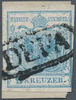 15709 Österreich - Stempel: DEVA (Siebenbürgen): 1850, 9 Kr. Hellblau HP Type I Dreiseitig Voll- Bis Breit - Macchine Per Obliterare (EMA)