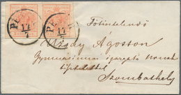 15734 Österreich - Stempel: PESTH (Ungarn): 1852/55, Vier Faltbriefe Mit Teils Unterschiedl. Frankaturen U - Machines à Affranchir (EMA)