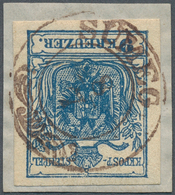 15748 Österreich - Stempel: SÜMEG (Ungarn): 1850, 9 Kr. Blau MP Allseits Voll- Bis Breitrandig Auf Briefst - Macchine Per Obliterare (EMA)