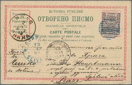 15787 Ostrumelien - Ganzsachen: 1883, 20 Pa Black/rose, Single Franking On Official Postcard Formular (sta - Ostrumelien