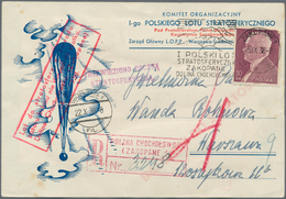 15805 Polen: 1938: Stratosphärenblock Und Blockmarke Daraus, Jeweils Auf Eingeschriebenem Ballonpost-Beleg - Storia Postale