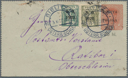 15810 Polen - Abstimmungsgebiet Ostschlesien: 1920, Poland 25 Hal. On 15 H Brick-red Stationery Letter-car - Altri & Non Classificati