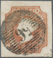 15821 Portugal: 1853, Stamp Queen Maria II. 5 R Light Brown, Huge Margins, Canceled "56", (Mi? 1.200, -). - Storia Postale