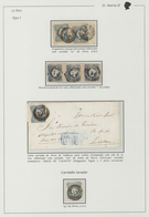 15840 Portugal: 1853- 25 Rs. Horizontal Pair In A Fragment, , Canceled With Bars Postmark ``52'' Porto And A - Lettres & Documents