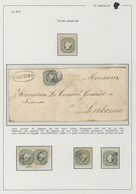 15844 Portugal: 1853- 50 Rs. Single Mint , Two Userd Stamps And A Fragment With Two 50 Rs Stamps; Also A L - Storia Postale