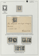 15856 Portugal: 3. 1855-56 - 25 Rs. One Mint Single Stamp; Three Horizontal Pairs With Different Cancelati - Storia Postale