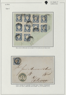 15857 Portugal: 1855-56 - 25 Rs. Fragment With A Block Of Ten Stamps, Bars Canceled ``57'' Cabeceiras De Bas - Briefe U. Dokumente