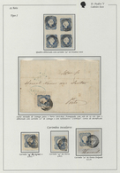 15862 Portugal:  1855-56 - 25 Rs. Three Stamps Canceled With Insular Postmarks, ``48'',''49'' And ``50''; Bloc F - Storia Postale