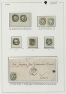 15875 Portugal: 1855-56 - 50 Rs. Two Horizontal Used Pairs And Three Stamps With Different Cancelations; A - Storia Postale