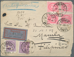 15886 Portugal: 1889, Registered Cover (faults) From PORTO To Manila, Philippinen Franked With 20 R. King - Briefe U. Dokumente