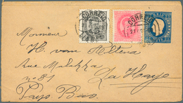 15897 Portugal - Ganzsachen: 1889 (21.8.), Stat. Envelope King Luis 25r. Blue Uprated With 5r. Black And 2 - Ganzsachen