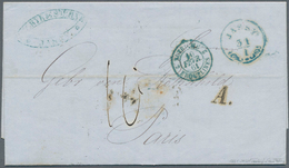 15901 Rumänien - Vorphilatelie: 1861, "JASSY 31.1.", Cds. In Blue, Clear On Folded Letter With Handstamp " - ...-1858 Préphilatélie