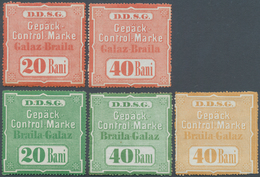 15906 Rumänien: 1870 (ca.), D.D.S.G. Austrian Steamship Company, Five Packet Control Stamps: "Galaz-Braila - Lettres & Documents