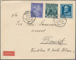 15913 Rumänien: 1940. Local Express Letter "Bucharest 3.3.40" Franked By IMPERFORATE Stamps "2L Green King - Storia Postale