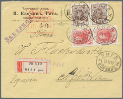 15933 Russland: 1913, 2 X 3 K Red And 2 X 7 K Brown Romanov, Mixed Franking On Registered Cover With Boxed - Unused Stamps