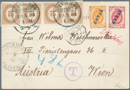 15963 Russische Post In China: 1901, Picture Double Postcard (left Part Subsequently Cut Off) From Shangha - China