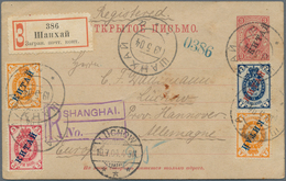 15967 Russische Post In China - Ganzsachen: 1899, Card 3 K. Uprated 1 K. (2), 3 K. And 7 K. Canc. ''XANGHAI - Cina